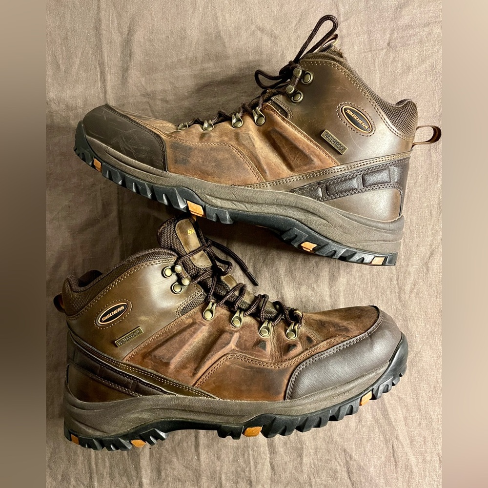Skechers Men's Relment Traven Waterproof Leather High Top Hiking Boots Brown 13
